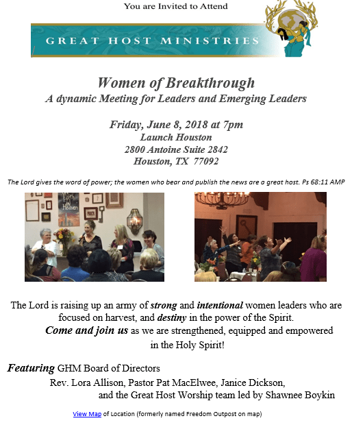 2018 Women of Breakthrough Announcment Houston